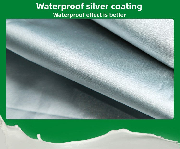 Close-up of the silver waterproof coating on the underside of the fabric