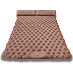 Double inflatable mat packed into its carry bag