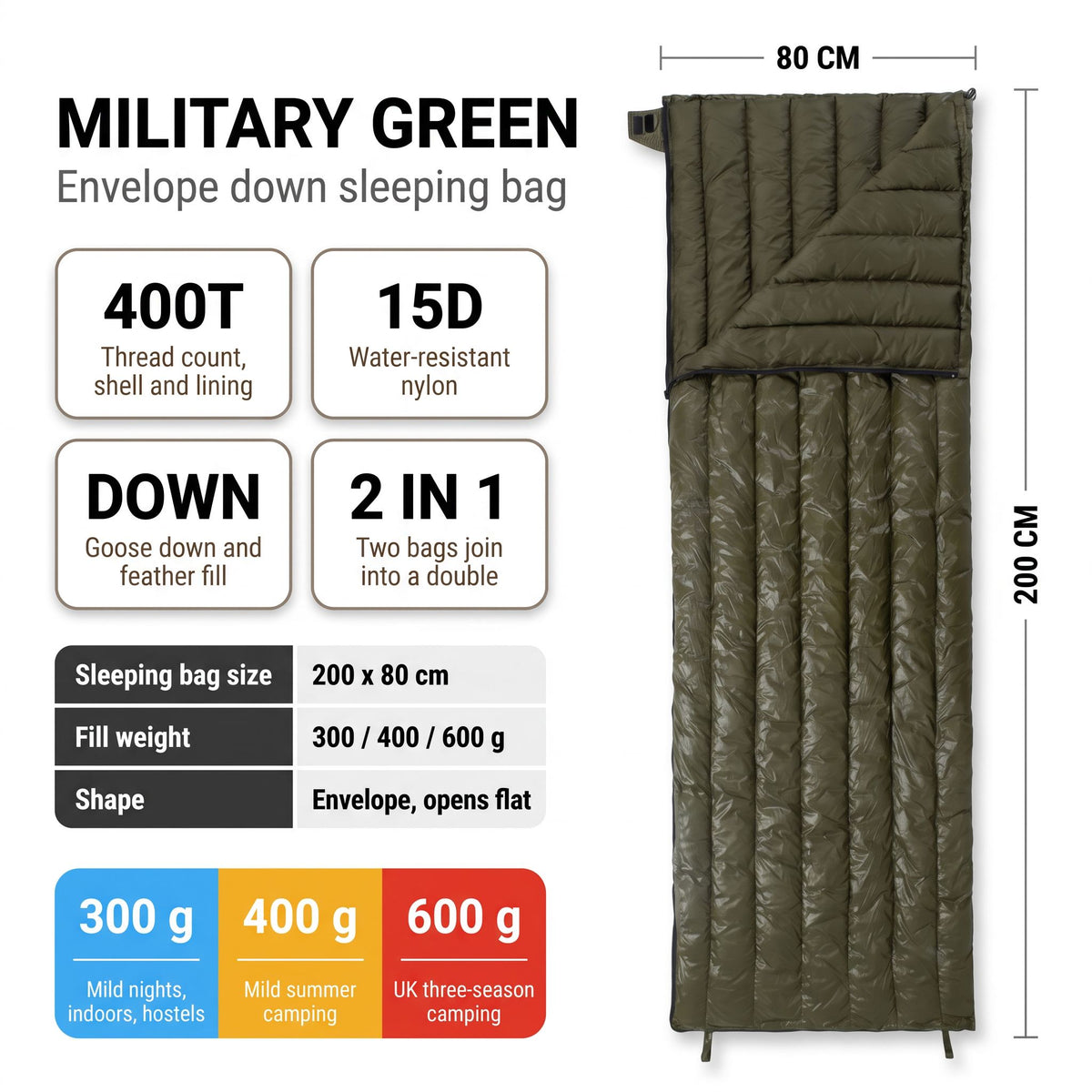 Envelope Down Sleeping Bag