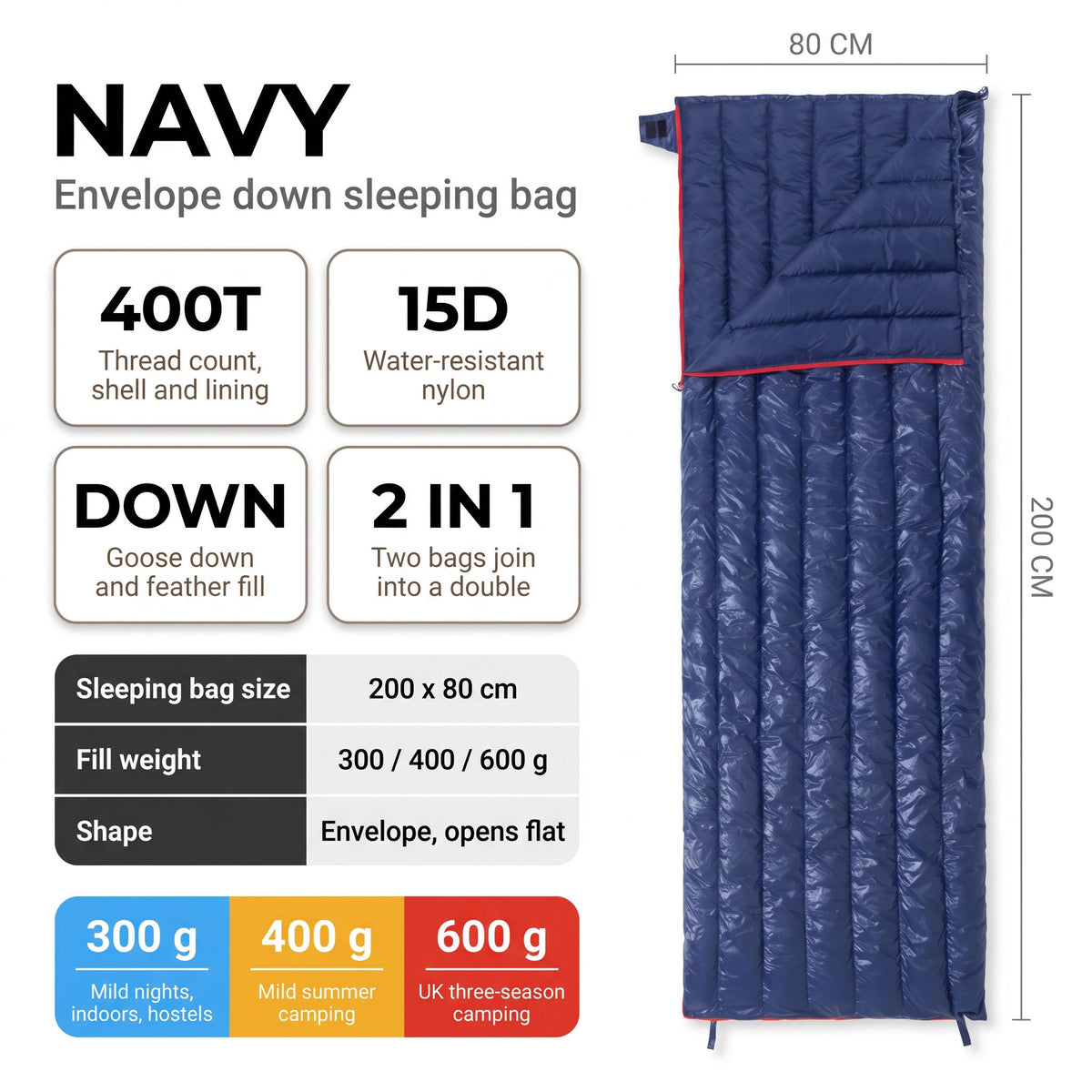 Envelope Down Sleeping Bag
